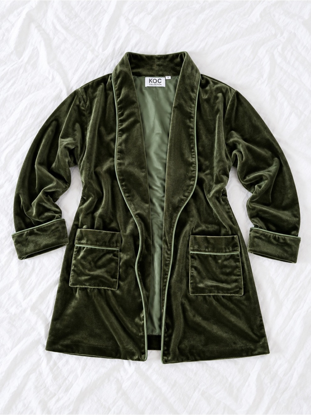 Olive Green Velvet Robe Jacket